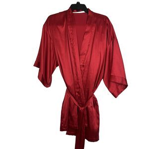 Victoria's Secret Sexy Satin Short Cover Up Robe With Belt Red O/S